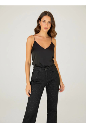 Masttoon Siyah Işıltılı Straight Kot Pantolon