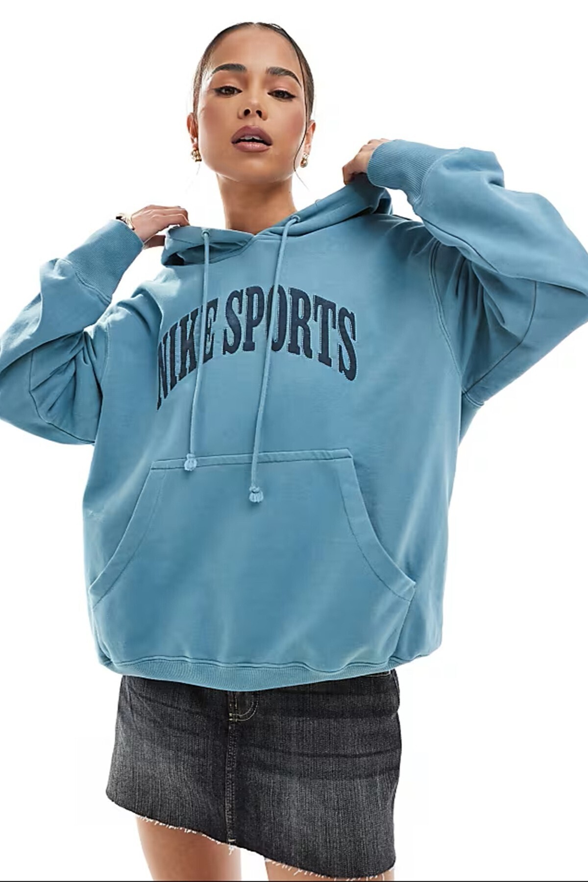 Nike Sportswear Phoenix Fleece Oversized Terry Hoodie Kadın Sweatshirt Açık Mavi