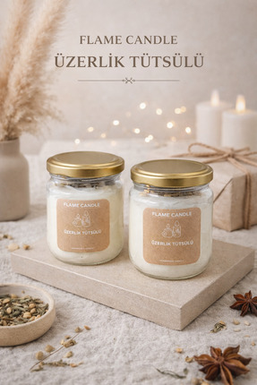FLAME CANDLE HANDMADE CANDLES 2'li Üzerlik Tütsülü , Kötü Enerji ve Nazara Ka...