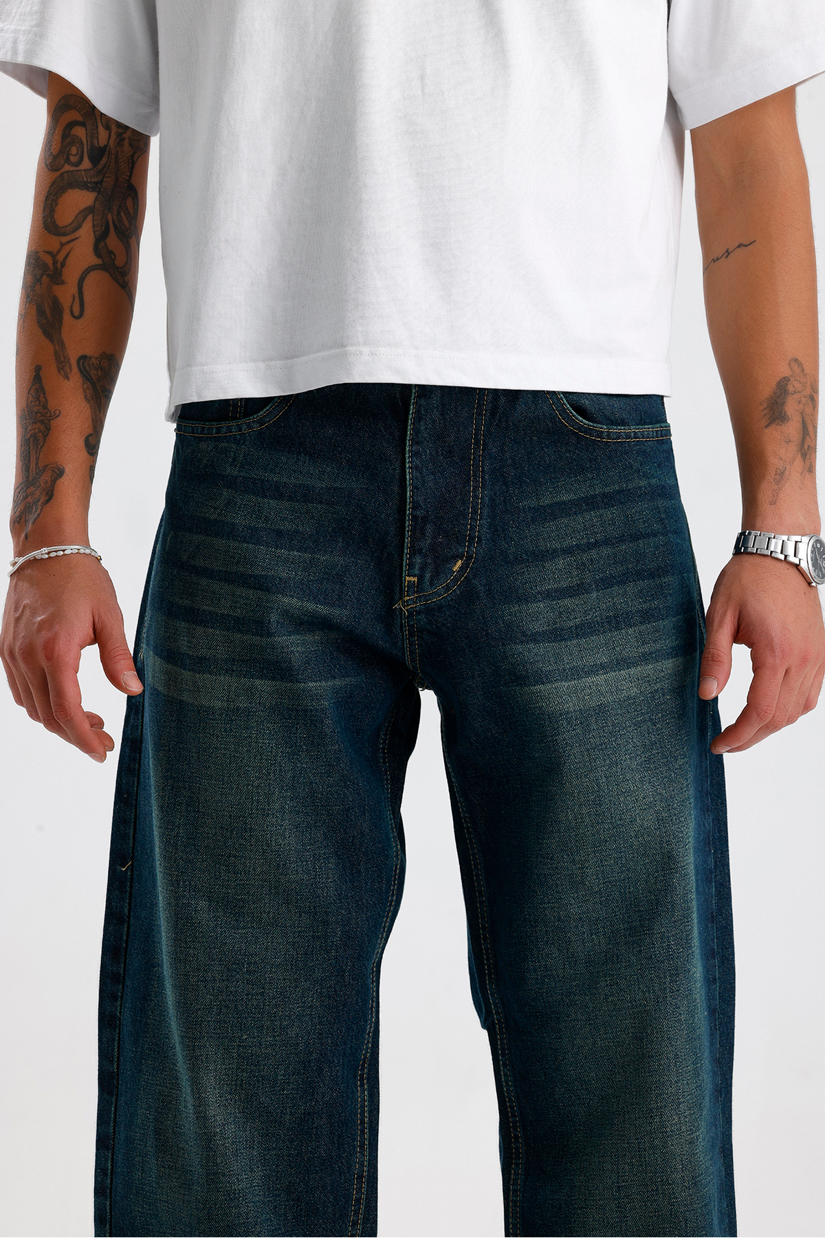 ATE STUDIOS Relaxed Fit Retro Yeşil Jean görsel 6