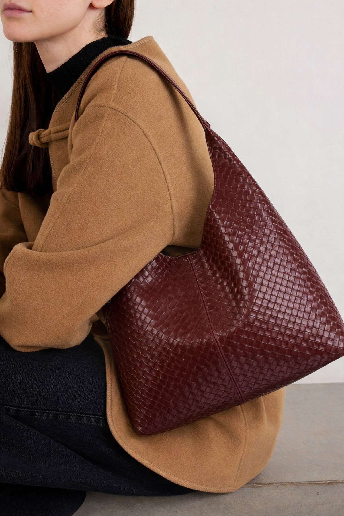 Braided Claret Red Shopper Vintage Bag 284