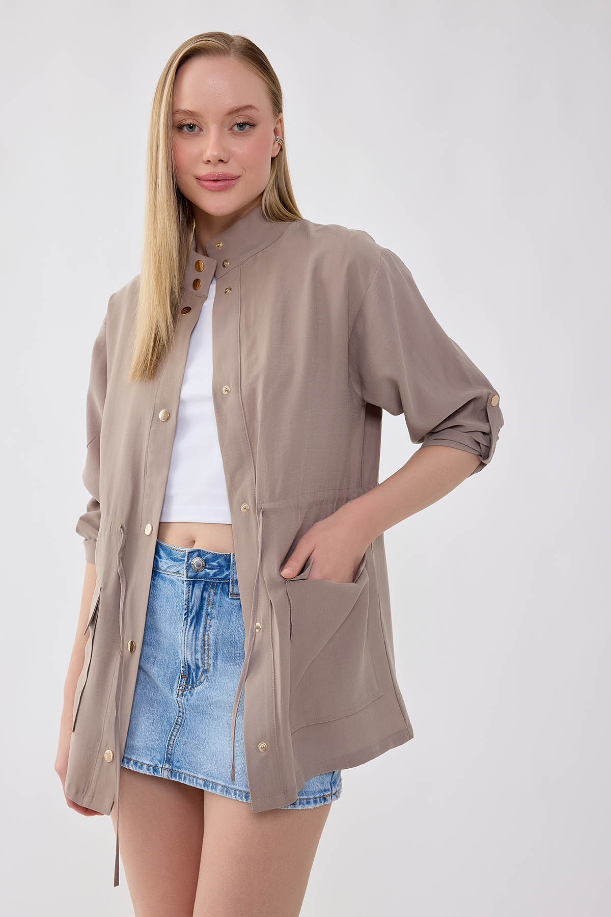 Vitrin  Yakalı Beli Büzgülü Kol Detaylı Ceket - Görsel 2