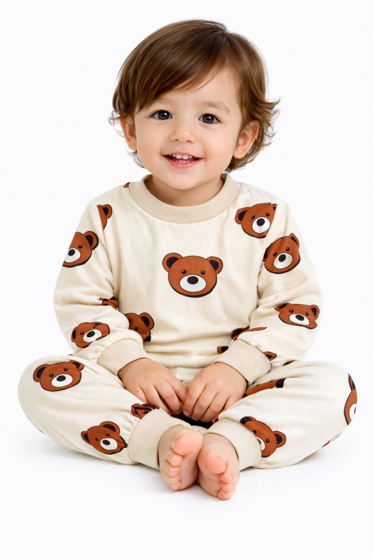Oz Baby Unisex Bebek ve Çocuk Takımı 1-4 Yaş Mikro Süet Dört Mevsim Alt Üst Pijama Eşofman