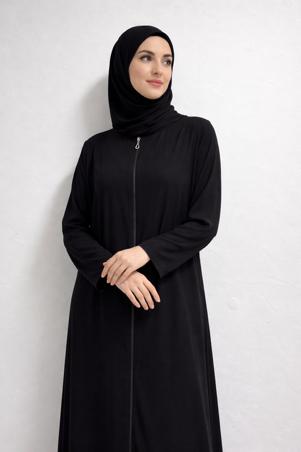 Bilenler  Fermuarlı Viskon Namaz Elbisesi /Ferace - Görsel 3