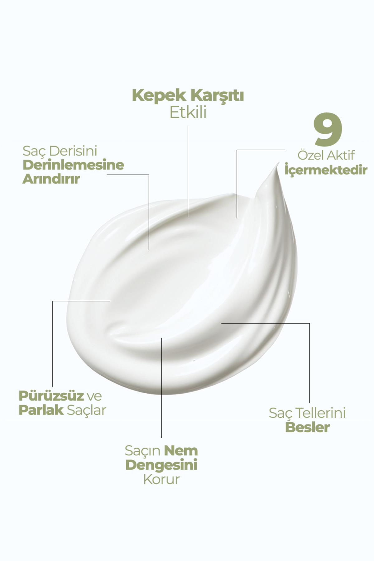 Kepek Karşıtı 9’u 1 Arada Saç Derisini Arındıran,Esneklik,Parlaklık Veren Besleyici Şampuan 400 ml — T8680923360195 — تصویر 5 از 6
