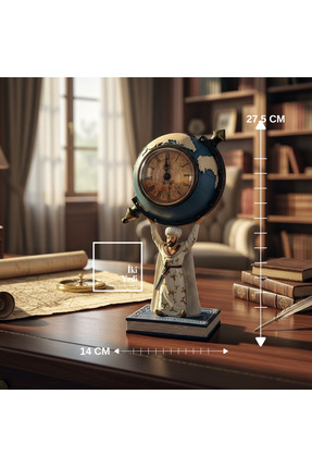 İki Yedi Konsept Kanuni Sultan Süleyman Figürlü Dünya Küreli Masa Saati Osman...