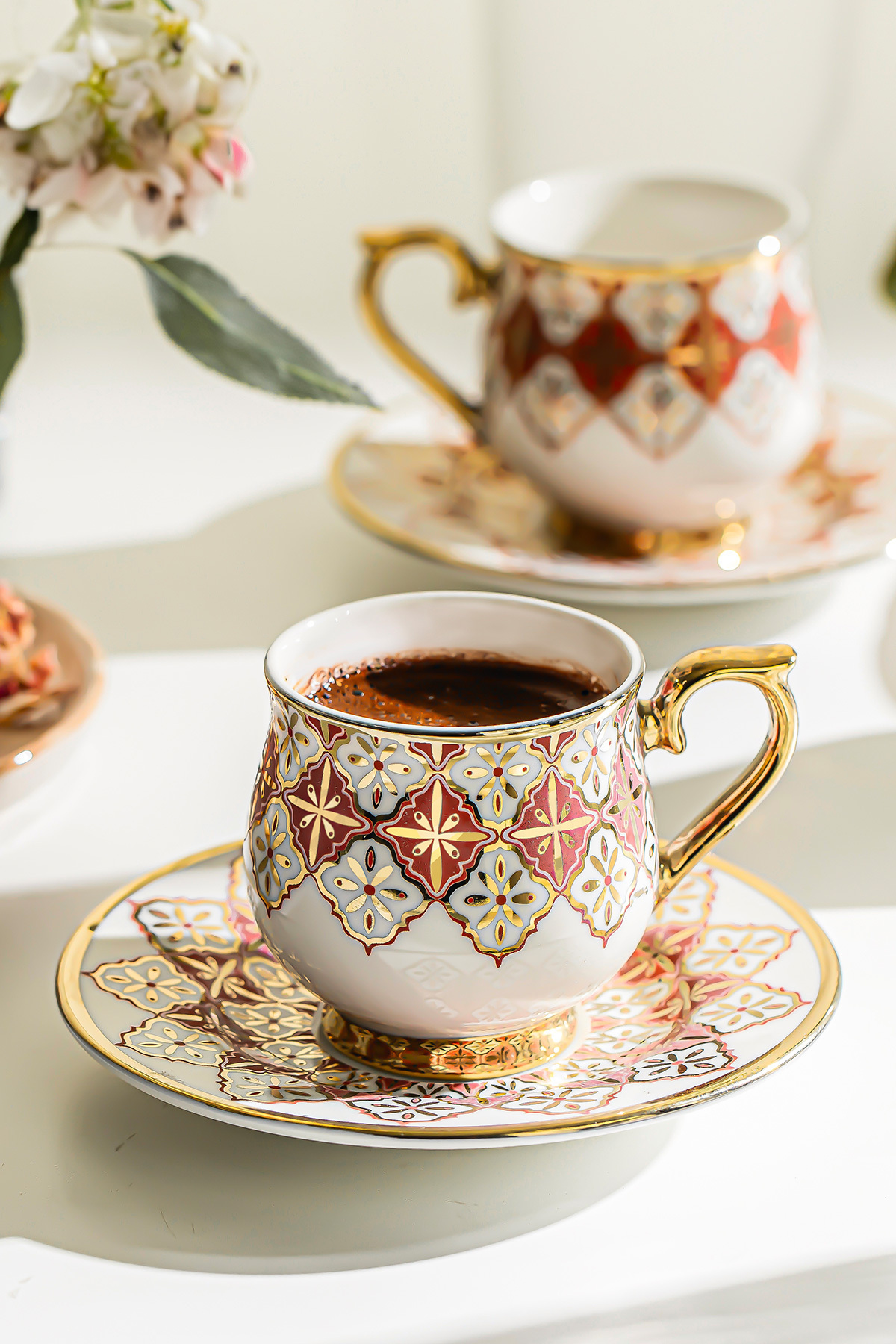 Saatistan 6 Kişilik 12 Parça Porselen Kahve Fincan Takımı, şık ve zarif ...