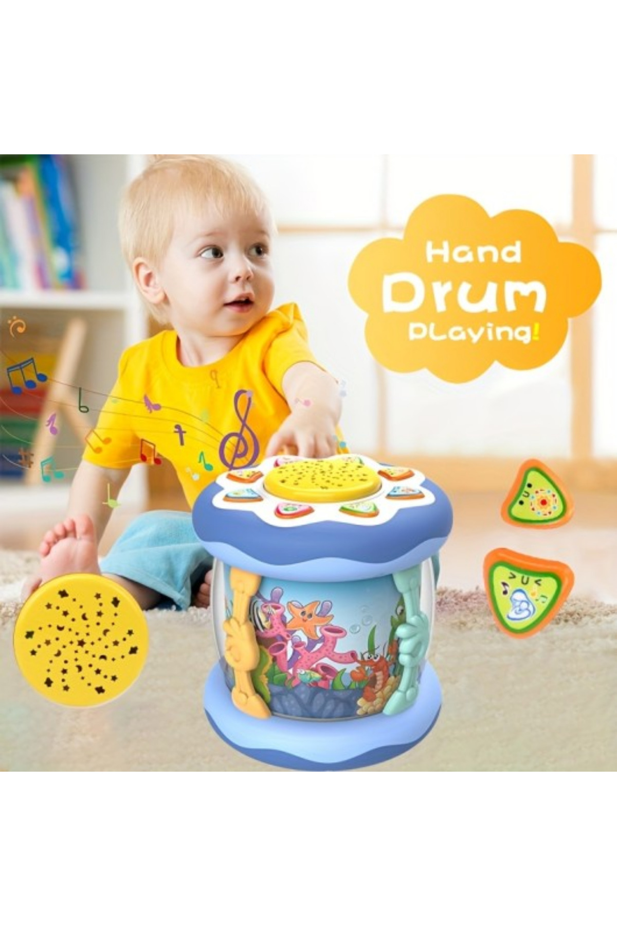 LRS STORE Bebek İçin Işıklı Müzikli Hareketli Akvaryum Projeksiyon Gece Lambası-Dönme Özellikli Uyku Arkadaşı fotoğrafı 3 (önizleme)