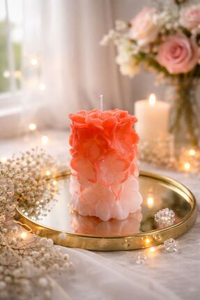 Mumoda Candle House Çiçek Desenli Silindir Mum