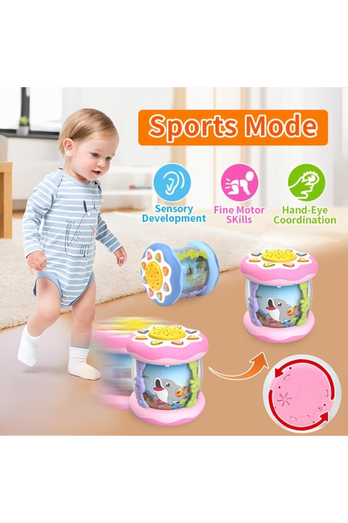 LRS STORE Bebek İçin Işıklı Müzikli Hareketli Akvaryum Projeksiyon Gece Lambası-Dönme Özellikli Uyku Arkadaşı fotoğrafı 7 (önizleme)