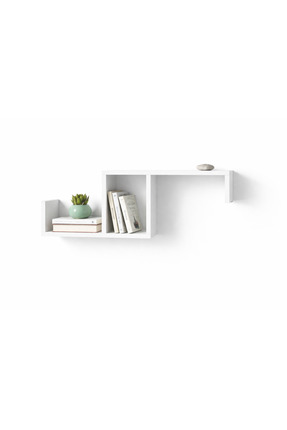 KORVEA Dekoratif Asimetrik Duvar Rafı – Beyaz | Çok Amaçlı Modern Raf