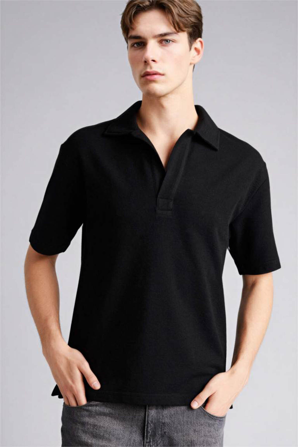 Defacto Cotton Boxy Fit Textured T-Shirt F9369Ax26Sp
