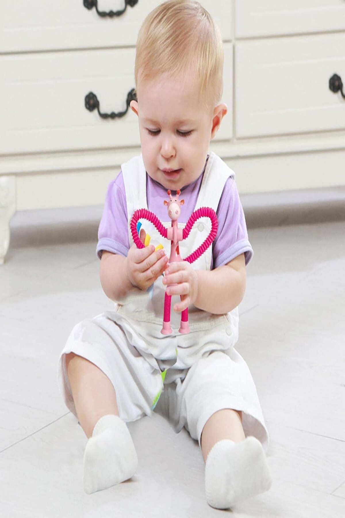 Hyd Vantuzlu Zürafa Duyusal Eğitici Oyuncak Uzayan Boru Zurafa Teleskopik Yapışkanlı 1 Adet Pembe fotoğrafı 4 (önizleme)