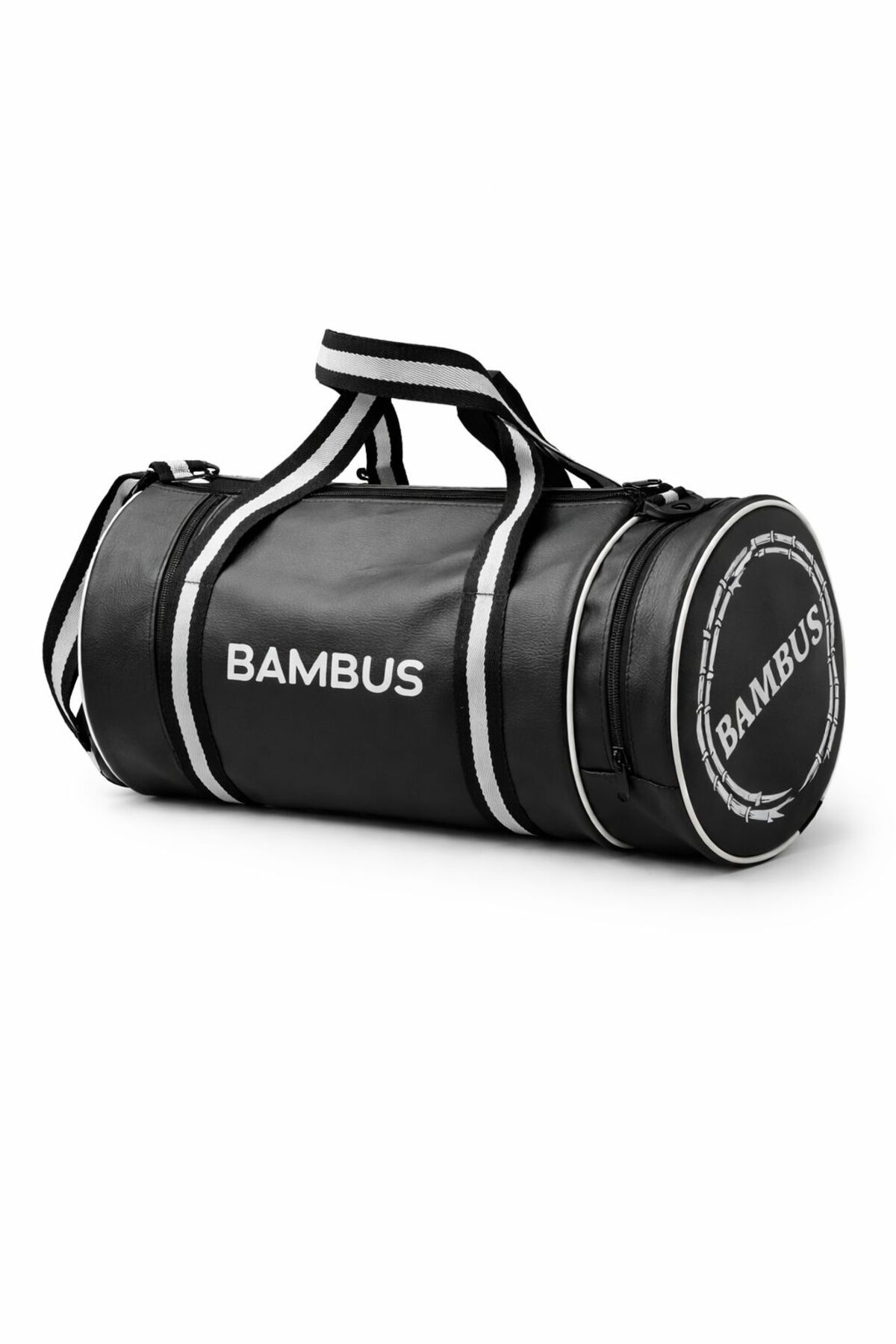 Bambus Silindir Spor Ve Seyahat Çantası Suni Deri Omuz Çantası Unisex Su Geçirmez görsel 3