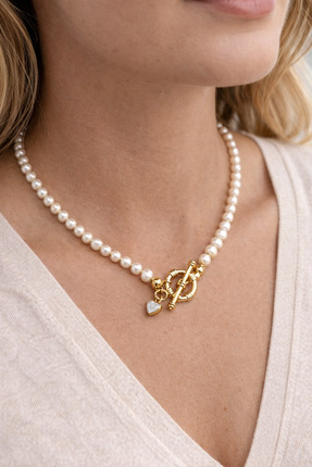 db DİLEK BAŞ TASARIM İnci Kolye T Kapama Detaylı