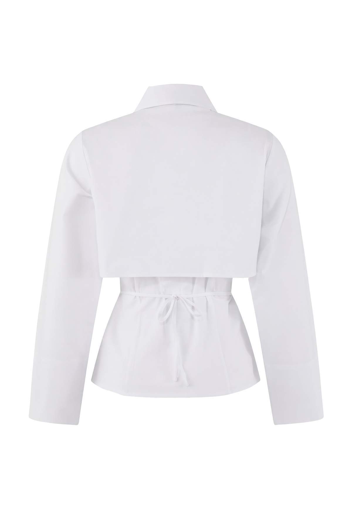 Trendyolmilla  Limited Edition Beyaz İkili Parçalı Lycralı Poplin Bedene Oturan Gömlek TWOSS26GO00064 - Görsel 2