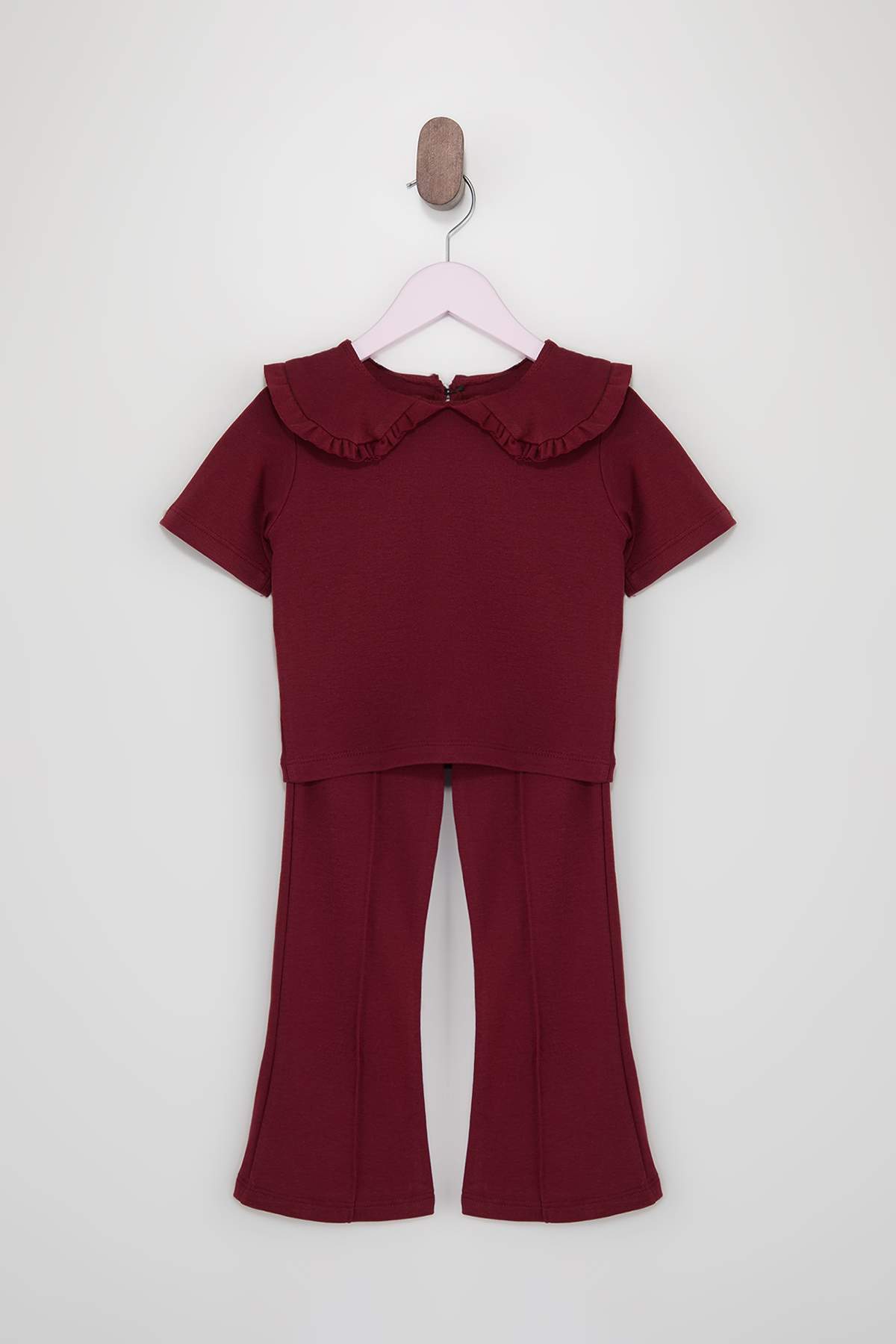 Trendyolmilla  Bordo Bebe Yaka Kız Çocuk Düz Örme Bayramlık Alt - Üst Takım TKDSS26AU00004 - Görsel 2