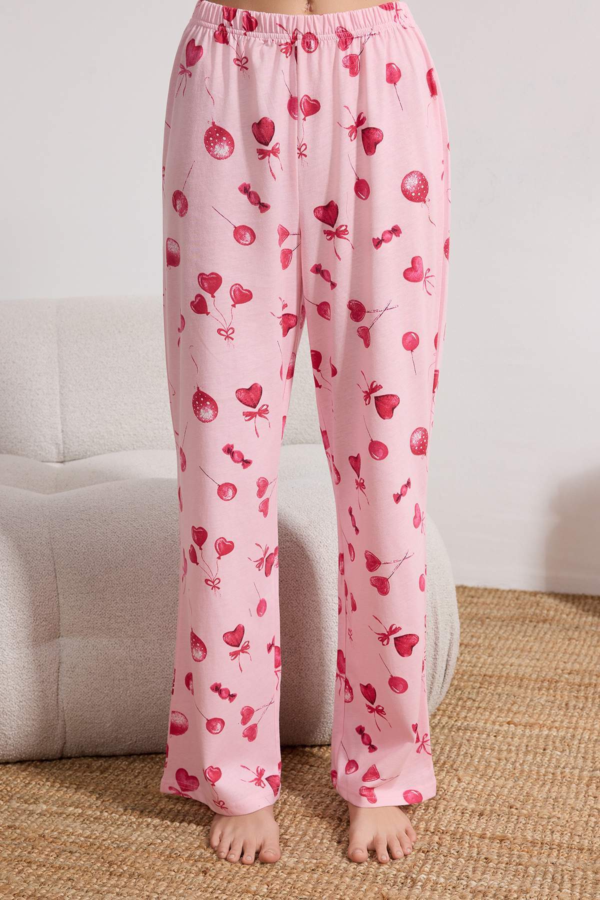 Trendyolmilla  Pembe %100 Pamuklu Kalpli Örme Pijama Takımı THMAW25PT00141 - Görsel 3