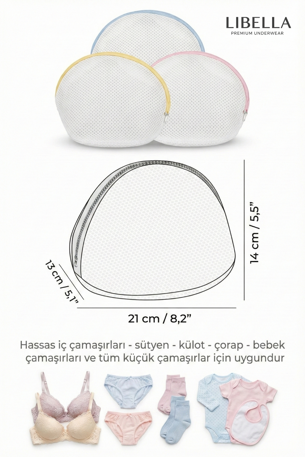LİBELLA İÇ GİYİM 3'lü Set Fermuarlı Tam Korumalı İç Çamaşırı Bebek Çorap Sütyen Külot Çamaşır Kurutma & Yıkama Filesi fotoğrafı 2 (önizleme)