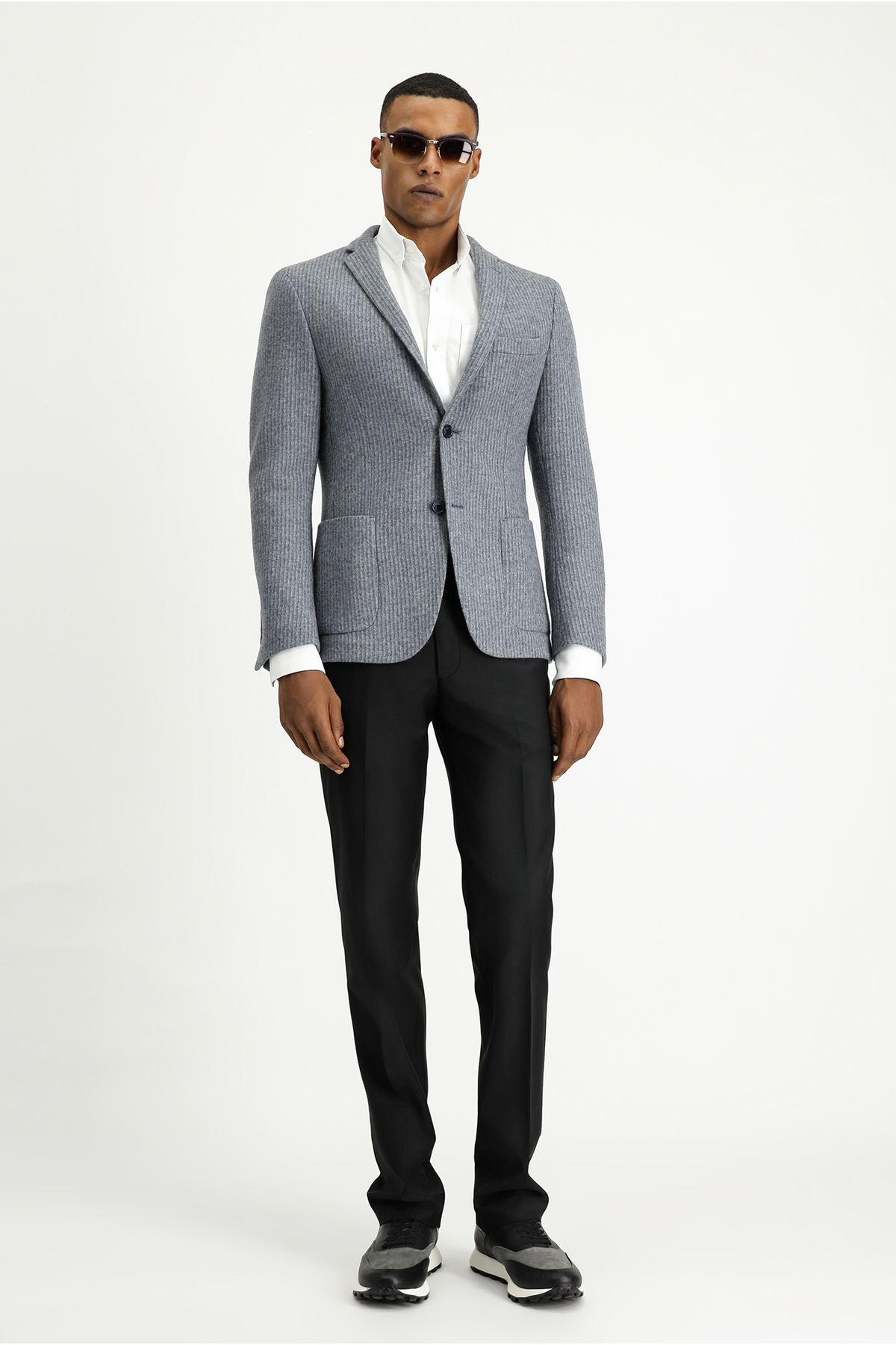 Kiğılı  7 Drop Super Slim Fit Eksra Dar Kesim Yünlü Çizgili Spor Örme Ceket - Görsel 2