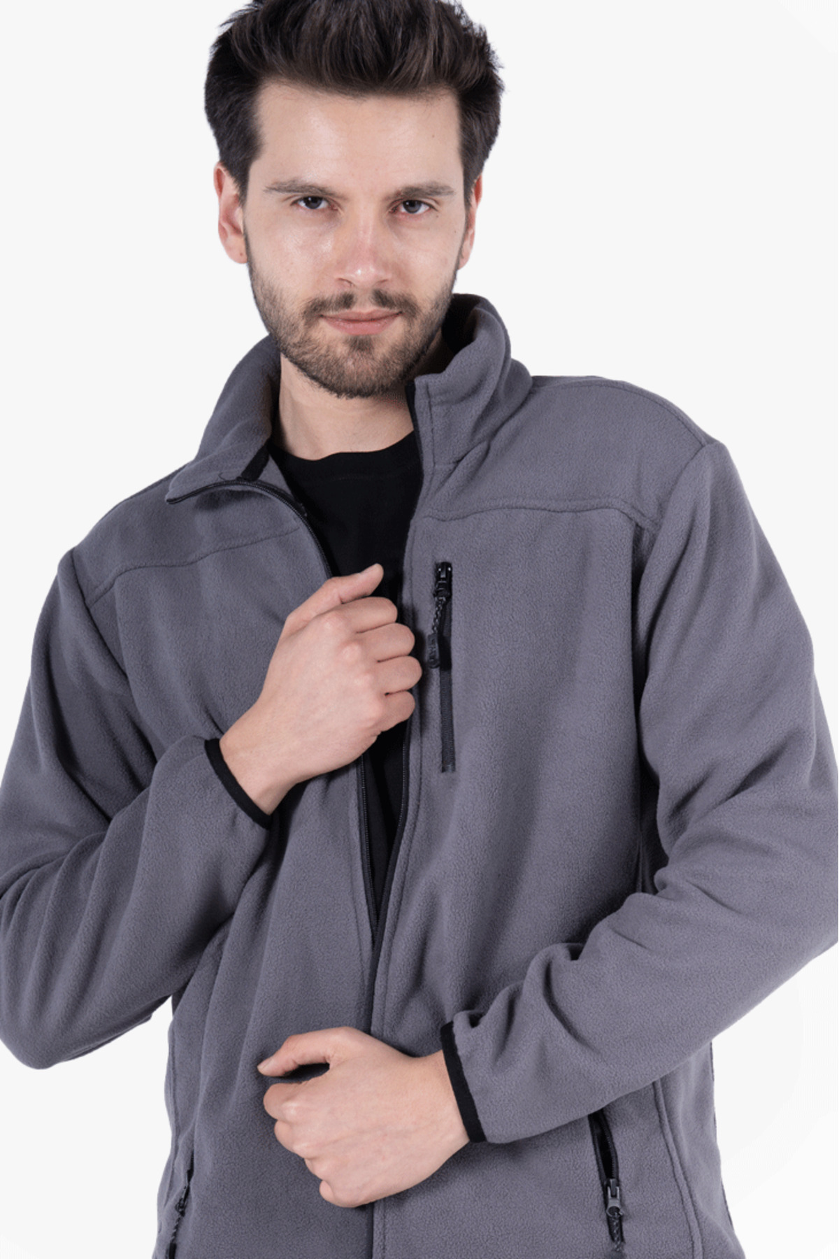 ژاکت قطبی، زیپ کامل، 3 جیب — خاکستری OWL 1670 — تصویر 3 از 6