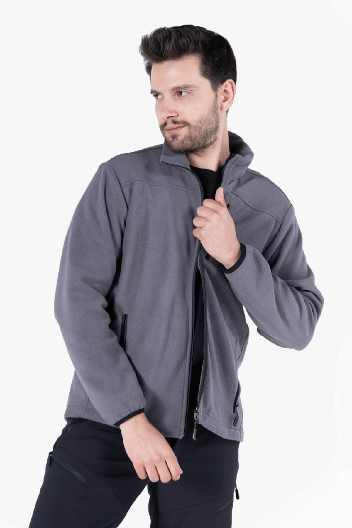 ژاکت قطبی، زیپ کامل، 3 جیب — خاکستری OWL 1670