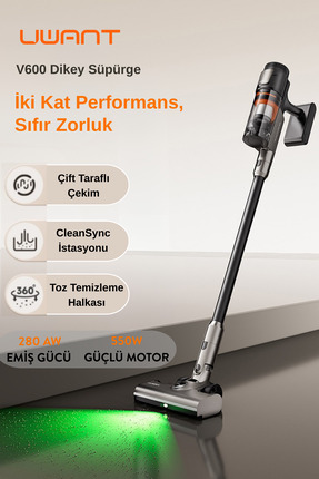 UWANT 250W Emiş Gücüne Sahip Otomatik Gri Dikey Süpürge V600