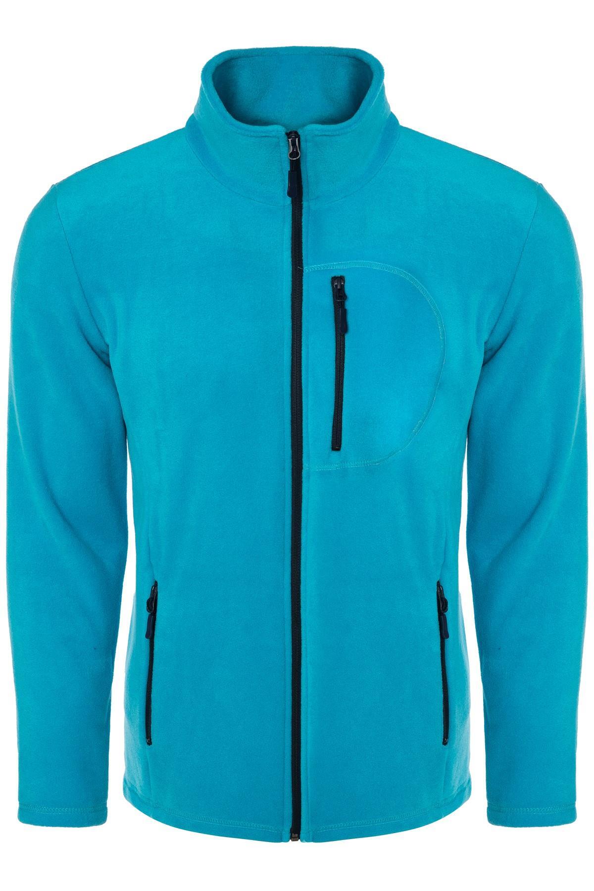 GHASSY CO Erkek Pro Rüzgar Geçirmez 5 Cepli Outdoor Tam Fermuarlı Polar Ceket — فیروزهای 869866001