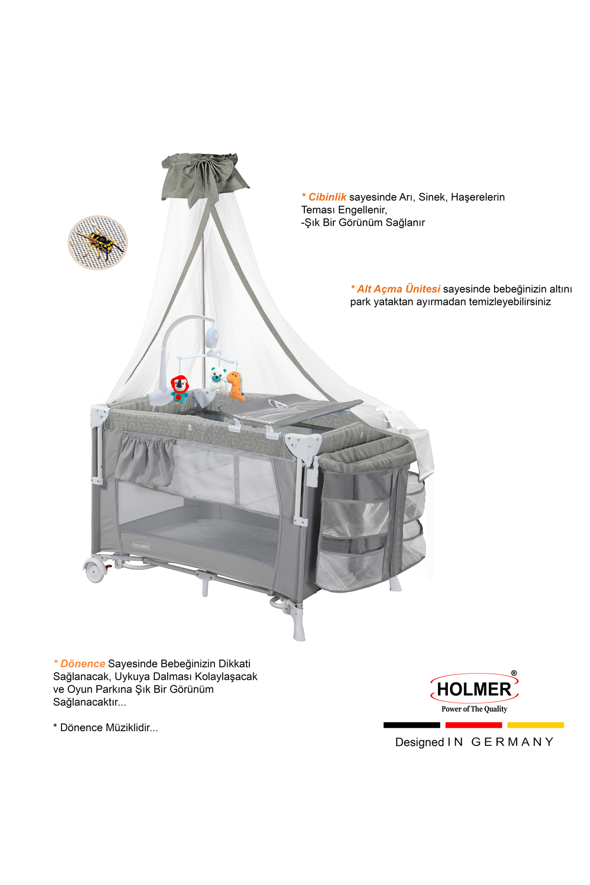 Holmer All in One ( Cibinlikli, Dönenceli, Alt Açma Ünüteli Oyun Parkı/Park Yatak ) fotoğrafı 4 (önizleme)