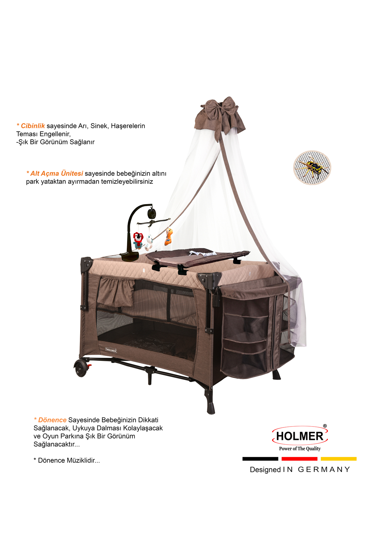 Holmer All in One ( Cibinlikli, Dönenceli, Alt Açma Ünüteli Oyun Parkı/Park Yatak ) fotoğrafı 4 (önizleme)