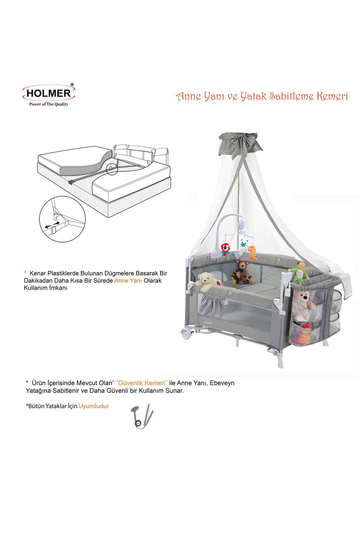 Holmer All in One ( Cibinlikli, Dönenceli, Alt Açma Ünüteli Oyun Parkı/Park Yatak ) fotoğrafı 3 (önizleme)