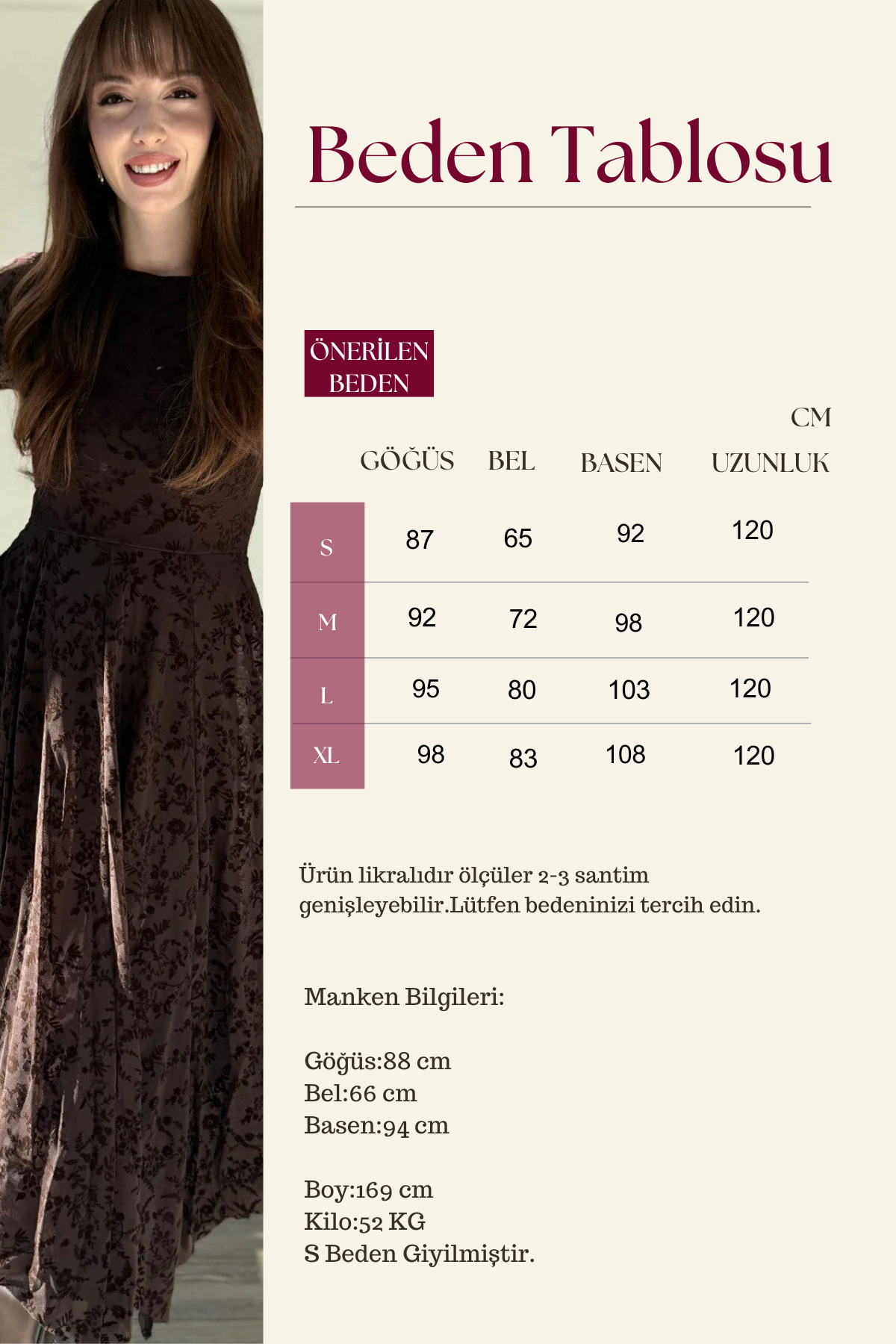 Dilay Gökoğlu Butik  Kadife Çiçek İşlemeli Asimetrik Kahverengi Midi Kahverengi Elbise - Görsel 3