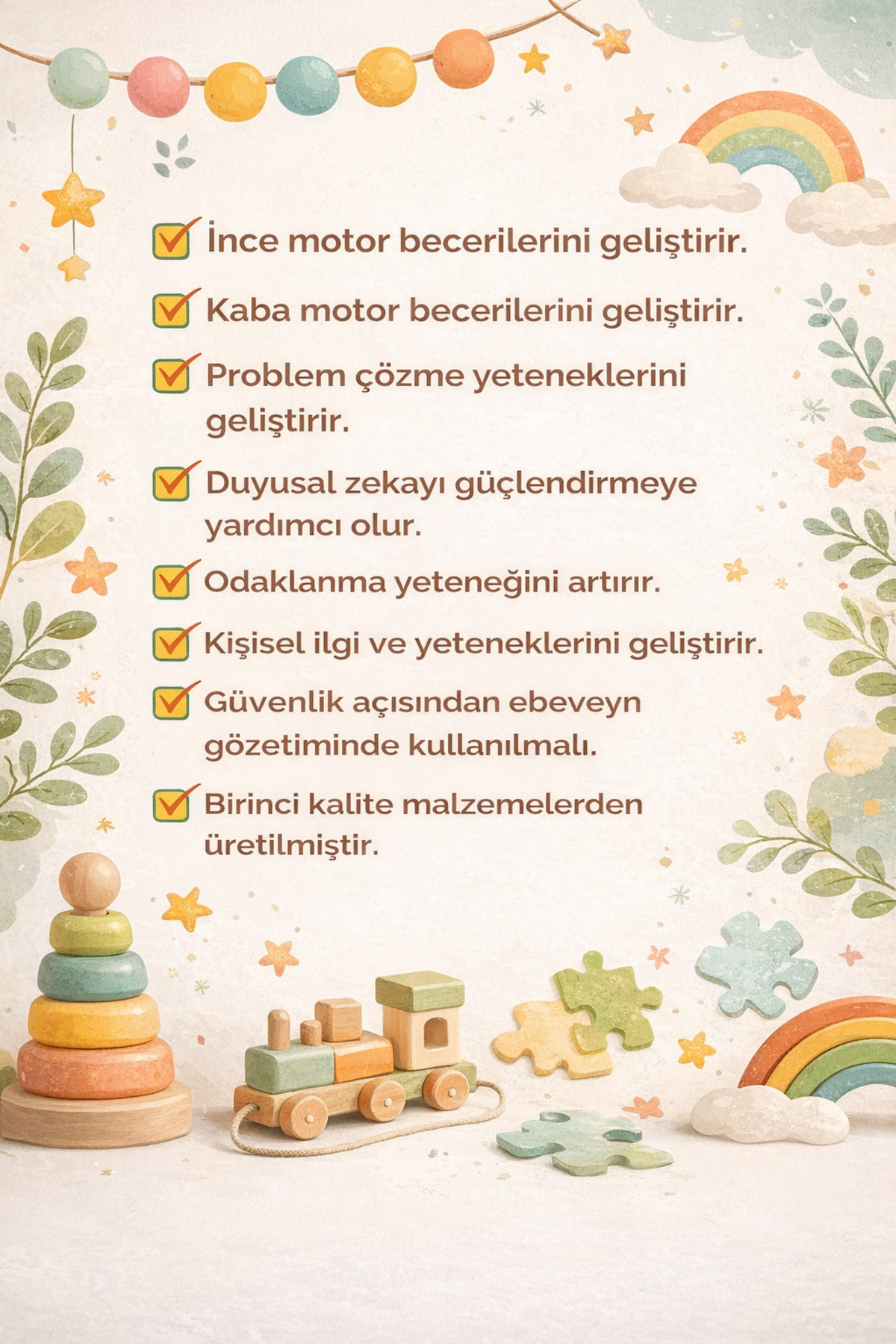 lifly Montessori Eğitici Ahşap Oyuncak Aktivite Tahtası Zeka Geliştirici Ve Ince Motor Destekleyici fotoğrafı 7 (önizleme)