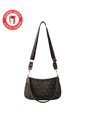 Valenora Kadın Farme Monogram Baget El ve Omuz Çantası - Kahverengi