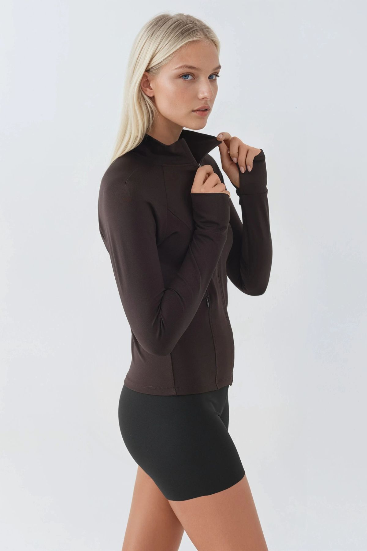 Hiccup  Dar Kesim Örme Dik Yaka Fermuarlı Aktif Üst - Görsel 2