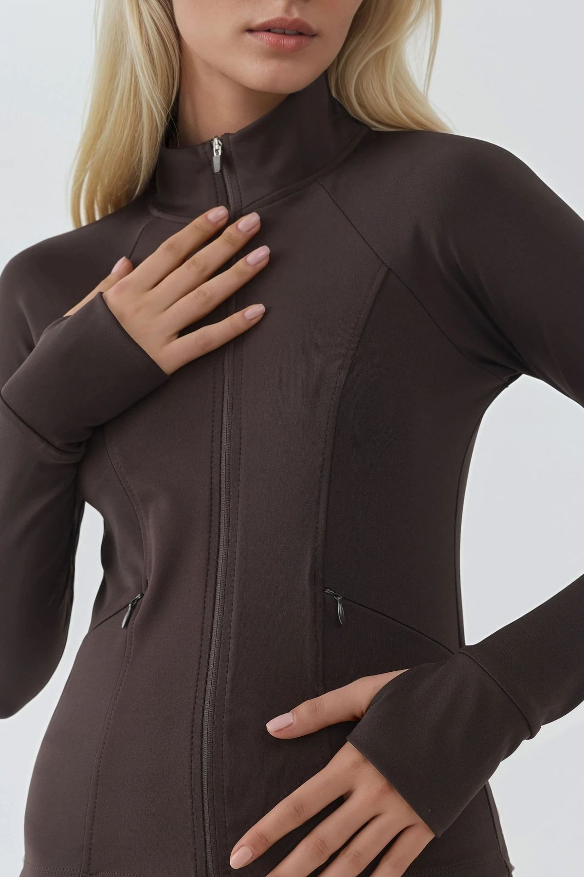 Hiccup  Dar Kesim Örme Dik Yaka Fermuarlı Aktif Üst - Görsel 5