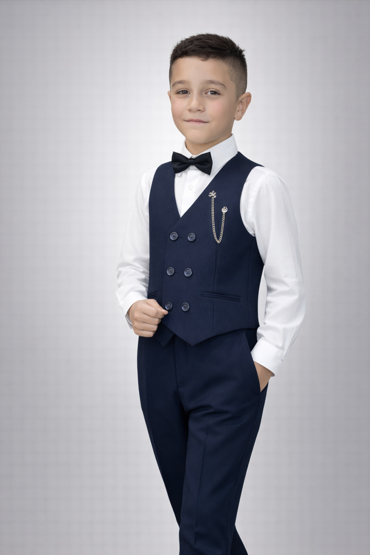 HAYTA Yelek Takim Gömlekli Set 0-1yaş - 14yaş Lacivert fotoğrafı 6 (önizleme)