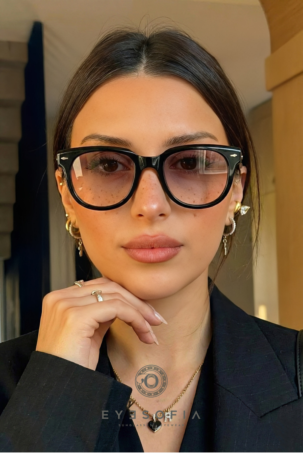 Eyesofia Mimosa Unısex Siyah Füme Cam Güneş Gözlüğü