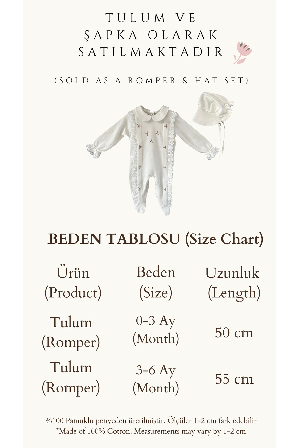 Mama Miel Baby Çok Çiçekli Yenidoğan Tulum Ve Düz Şapka fotoğrafı 2 (önizleme)