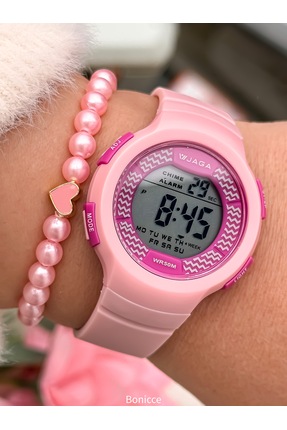 Jaga Havuz Denizde Kullanım, Işıklı, Takvimli, Kronometreli Pembe Dijital Kız...