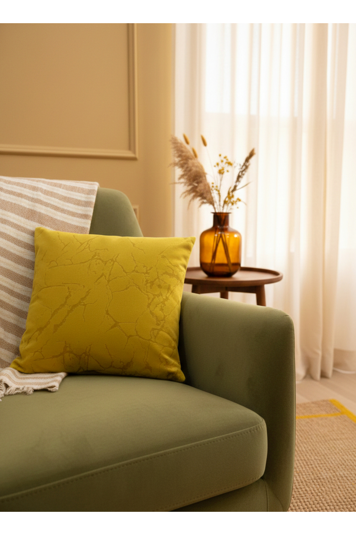 2-Piece Velvet Pillowcase with Yellow-Marble Pattern (45X45)