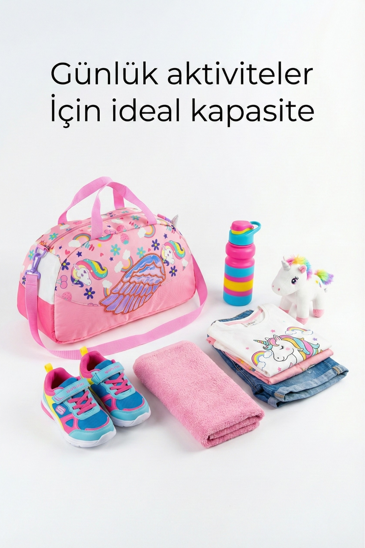 Genel Markalar  Pembe Kuyruklu Çocuk Spor ve Seyahat Çantası 14L – Su Geçirmez, Omuz & El Taşıma - Görsel 5