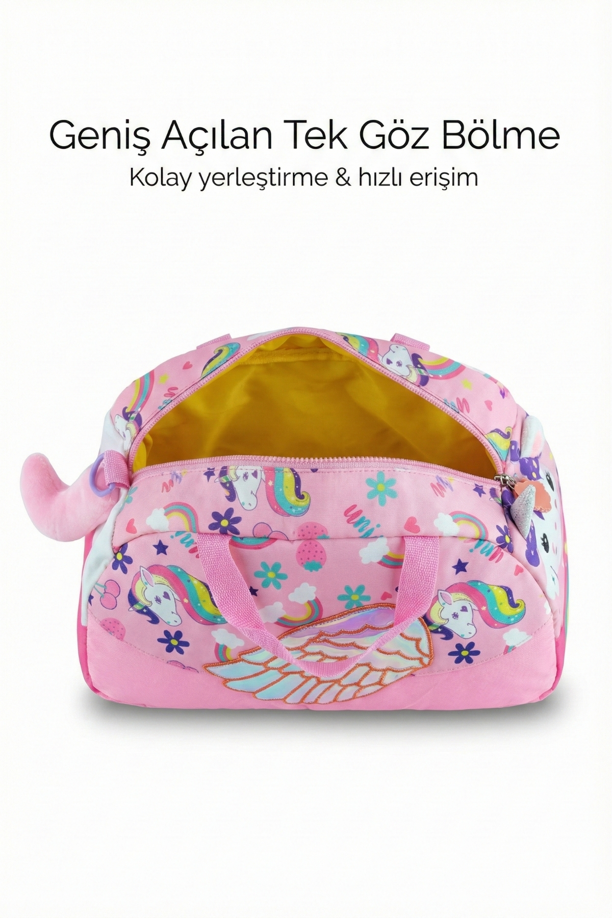 Genel Markalar  Pembe Kuyruklu Çocuk Spor ve Seyahat Çantası 14L – Su Geçirmez, Omuz & El Taşıma - Görsel 3