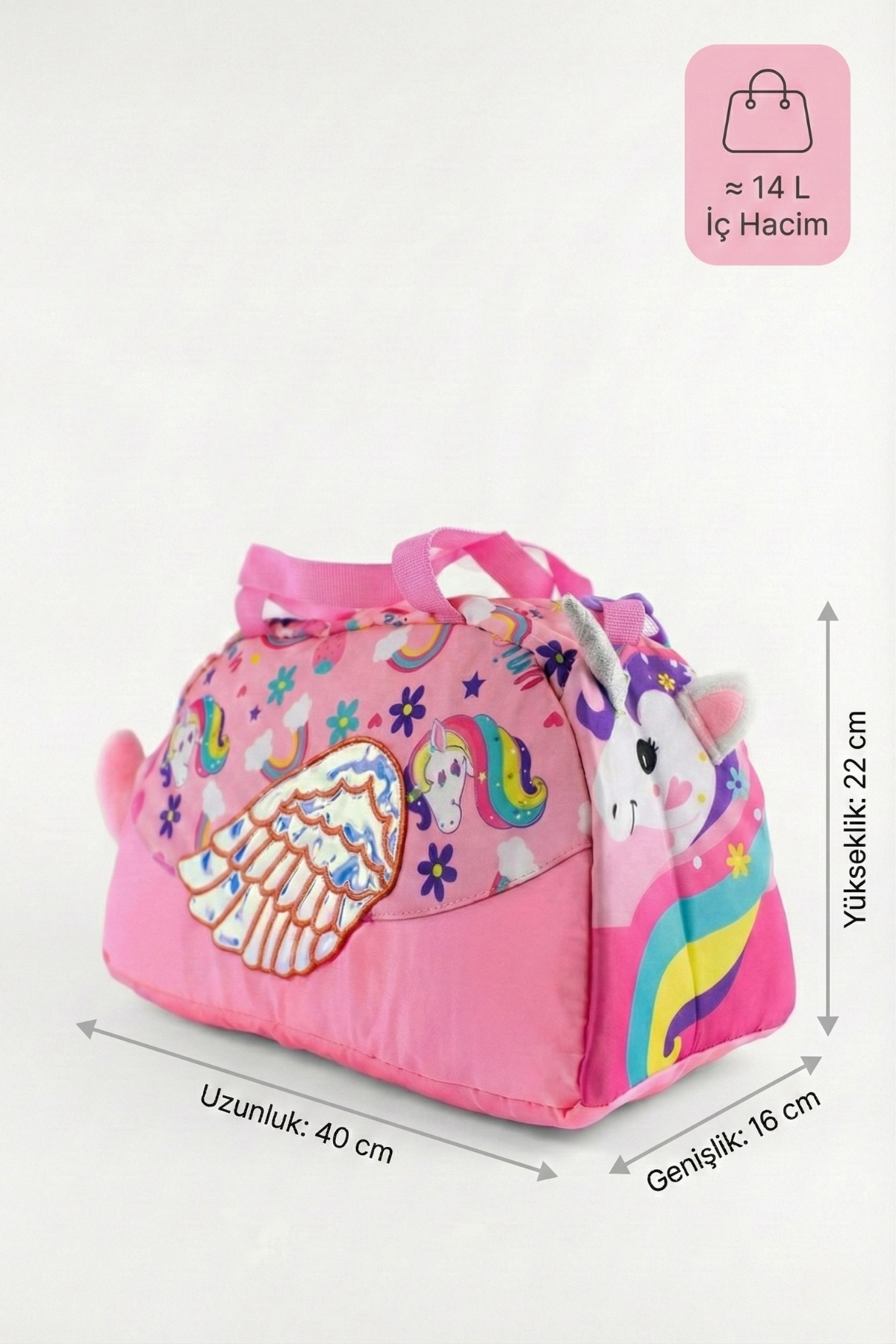 Genel Markalar  Pembe Kuyruklu Çocuk Spor ve Seyahat Çantası 14L – Su Geçirmez, Omuz & El Taşıma - Görsel 2
