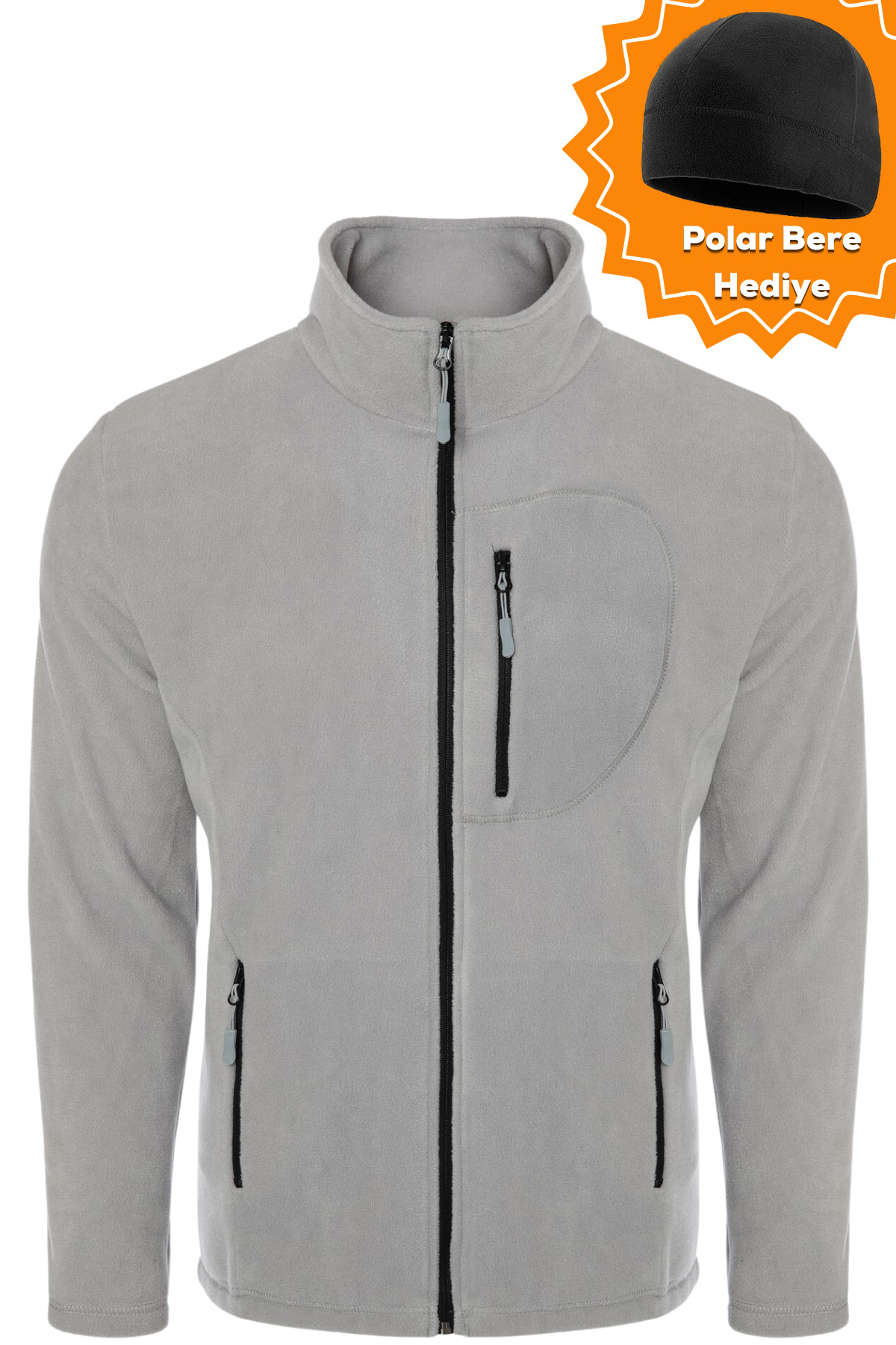 GHASSY CO Erkek Pro Rüzgar Geçirmez 5 Cepli Outdoor Tam Fermuarlı Polar Ceket — سرمه‌ای 869866001