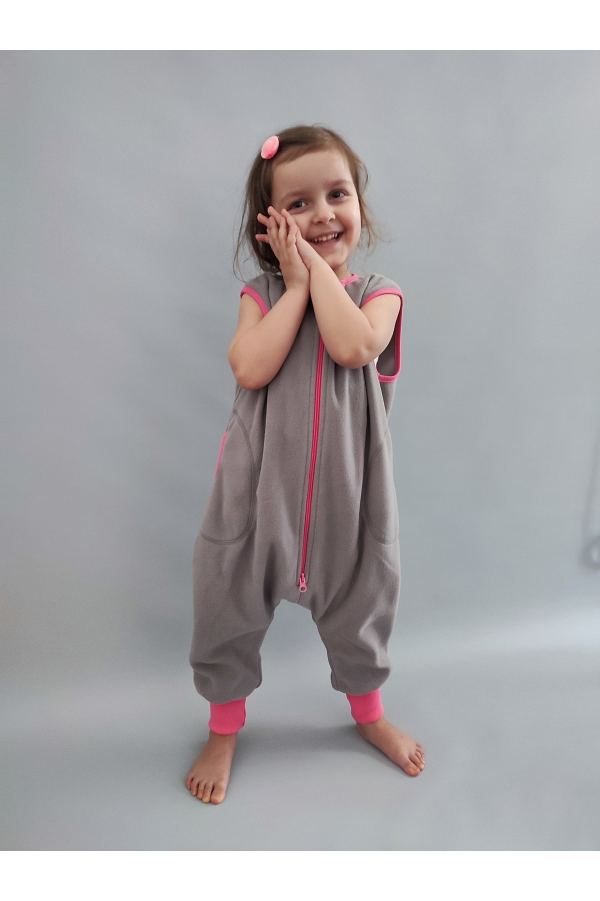 RUKİYE YAVUZ Pamuk Pazen Kolsuz Kışlık Mikro Polar Bebek Çocuk Uyku Tulumu 18-23 Derece fotoğrafı 2 (önizleme)