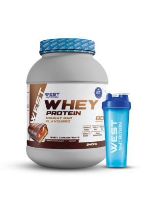 West Nutrition Whey Protein Tozu 2400 gr 80 Servis Çikolatalı Nougat Bar Aromalı