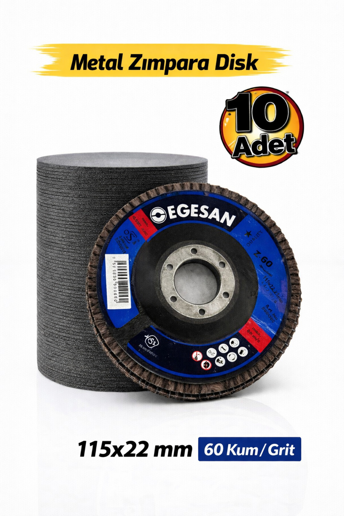 Egesan ZR Flap Disk 115x22,23 mm - 60 Kum - Zımpara Diski 1 KUTU