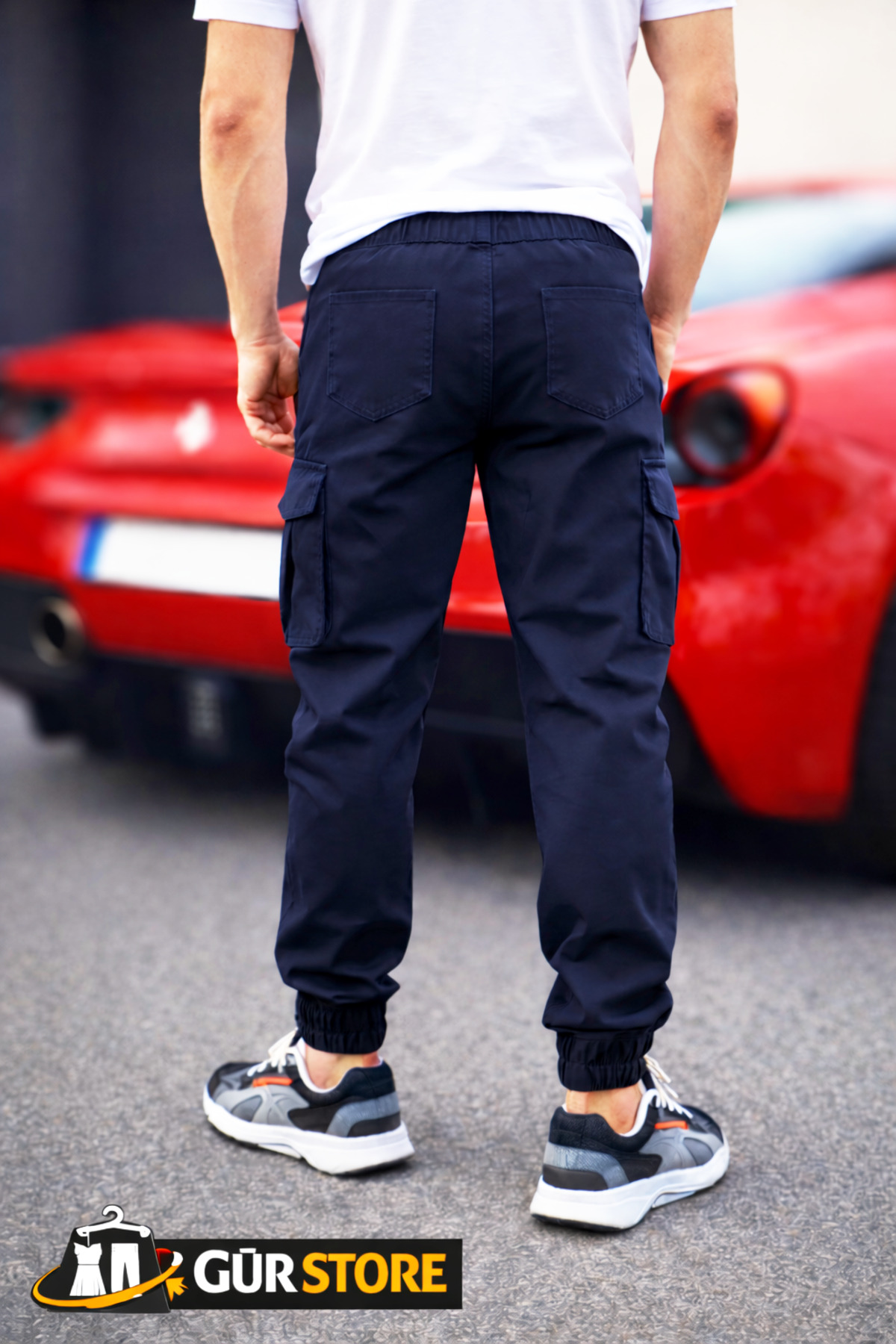 Gür  Kargo Cepli Erkek Lacivert Pantolon Bel Lastik Paça Lastik Likralı - Görsel 2