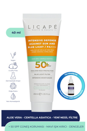 Licape Yağlı Ciltler İçin Aloe Vera Özlü Yüksek Korumalı +50 Faktör Güneş Kre...